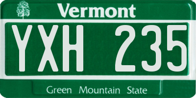 VT license plate YXH235