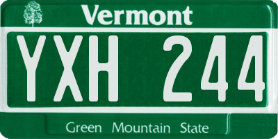 VT license plate YXH244