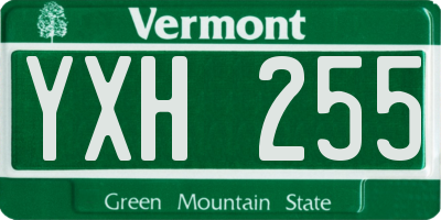 VT license plate YXH255