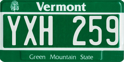 VT license plate YXH259