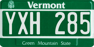 VT license plate YXH285