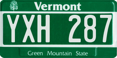 VT license plate YXH287