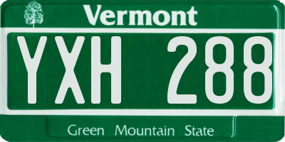 VT license plate YXH288