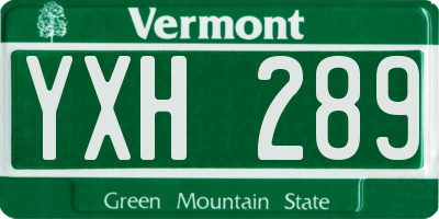 VT license plate YXH289