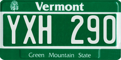 VT license plate YXH290