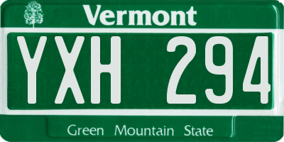 VT license plate YXH294