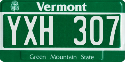 VT license plate YXH307