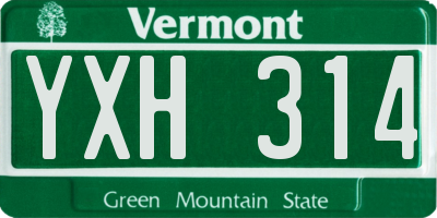 VT license plate YXH314