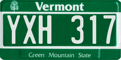 VT license plate YXH317