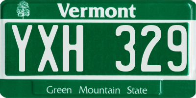 VT license plate YXH329