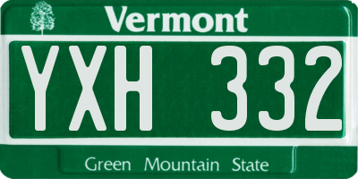 VT license plate YXH332