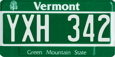 VT license plate YXH342