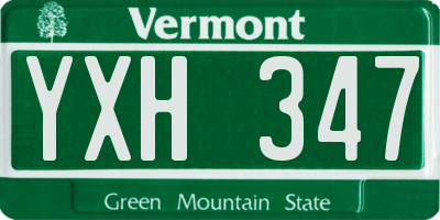 VT license plate YXH347