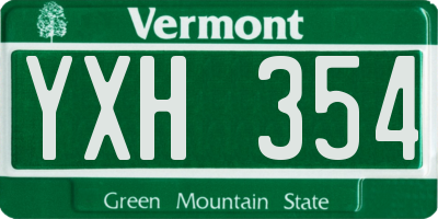 VT license plate YXH354
