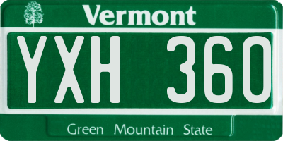 VT license plate YXH360