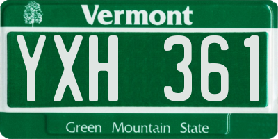 VT license plate YXH361