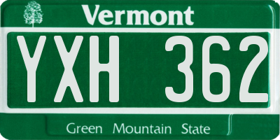 VT license plate YXH362