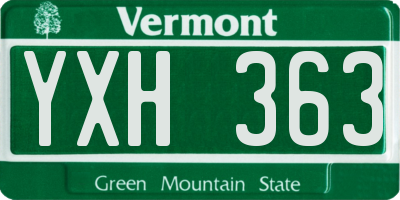 VT license plate YXH363