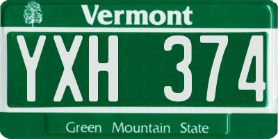 VT license plate YXH374