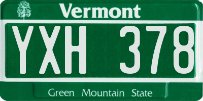 VT license plate YXH378