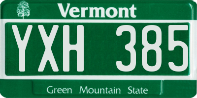 VT license plate YXH385