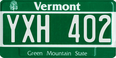 VT license plate YXH402