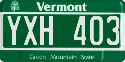 VT license plate YXH403