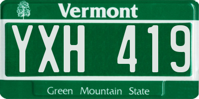 VT license plate YXH419
