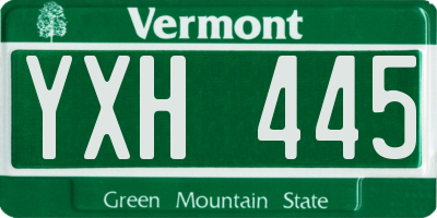 VT license plate YXH445