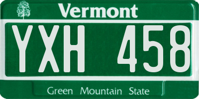 VT license plate YXH458