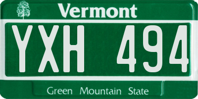 VT license plate YXH494