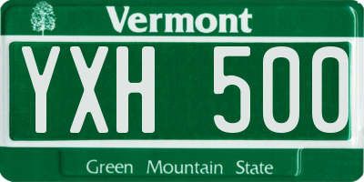 VT license plate YXH500