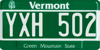 VT license plate YXH502