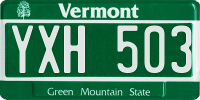 VT license plate YXH503