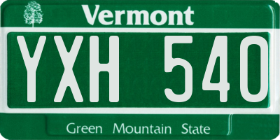 VT license plate YXH540