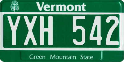 VT license plate YXH542