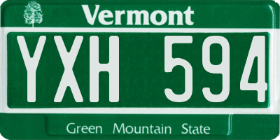 VT license plate YXH594