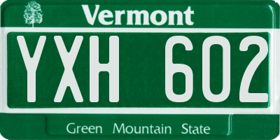 VT license plate YXH602