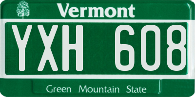 VT license plate YXH608