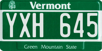 VT license plate YXH645