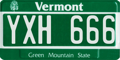 VT license plate YXH666