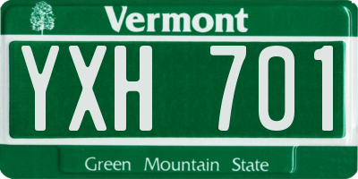 VT license plate YXH701