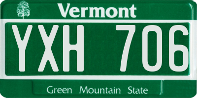 VT license plate YXH706