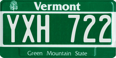 VT license plate YXH722