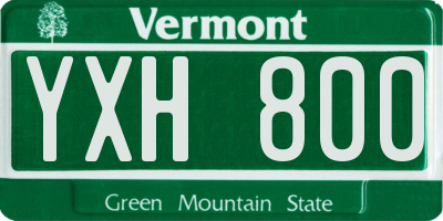 VT license plate YXH800