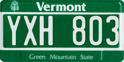 VT license plate YXH803