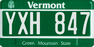 VT license plate YXH847