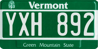 VT license plate YXH892