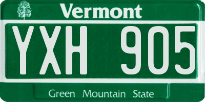 VT license plate YXH905