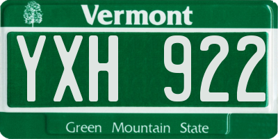 VT license plate YXH922